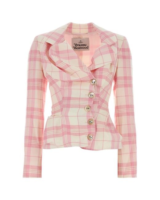 Vivienne Westwood Pink Embroidered Crepe Drunken Blazer