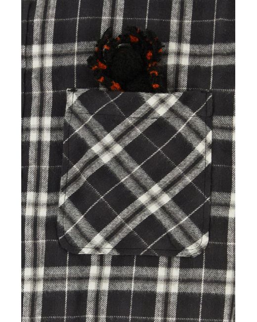 Camicia in flanella ricamata di Doublet in Black da Uomo