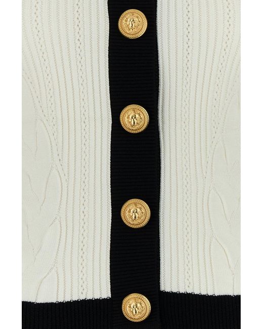 Cardigan in misto viscosa bianca di Balmain in White