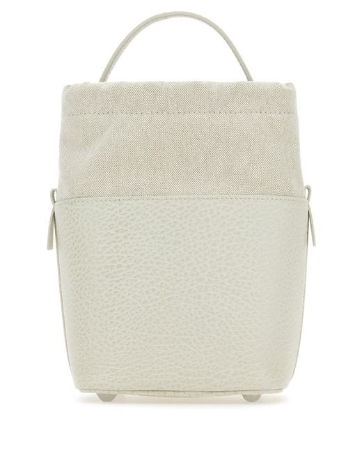 Maison Margiela White Chalk Leather And Canvas Mini 5Ac Bucket Bag