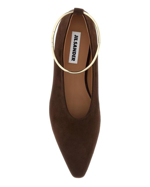 Jil Sander Brown Suede Ring Ballerinas