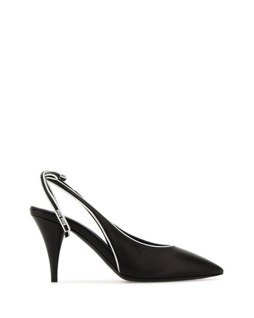 Scarpe con tacco in pelle nera di Miu Miu in Black