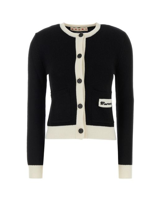 Marni Black Wool Blend Cardigan