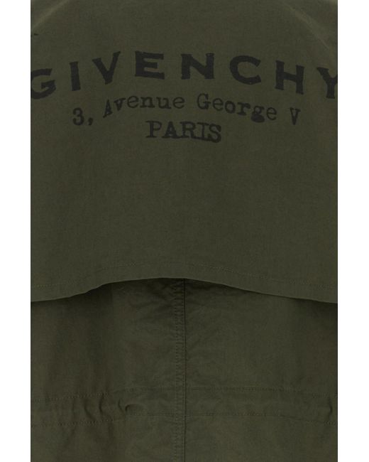 Givenchy Green Stamp Print Zip-Up Parka Jacket for men