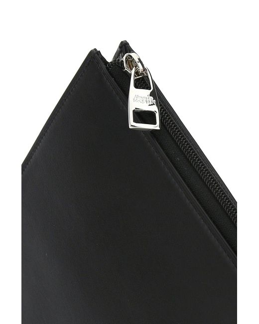 McQueen Black Leather Document Holder for men