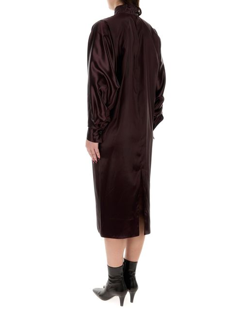 Ferragamo Purple Salvatore Burgundy Satin Dress