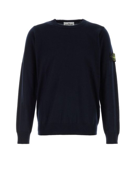 Stone Island Blue Midnight Wool Sweater for men