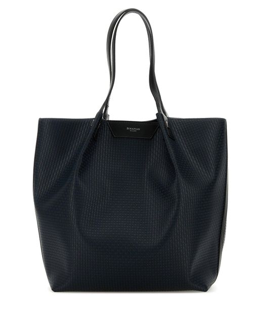 Serapian Black Navy Blue Canvas Secret Vertical Shopping Bag for men