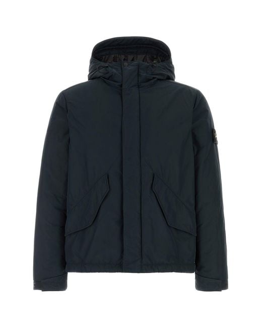 Stone Island Black Midnight Blue Polyester Blend Padded Jacket for men