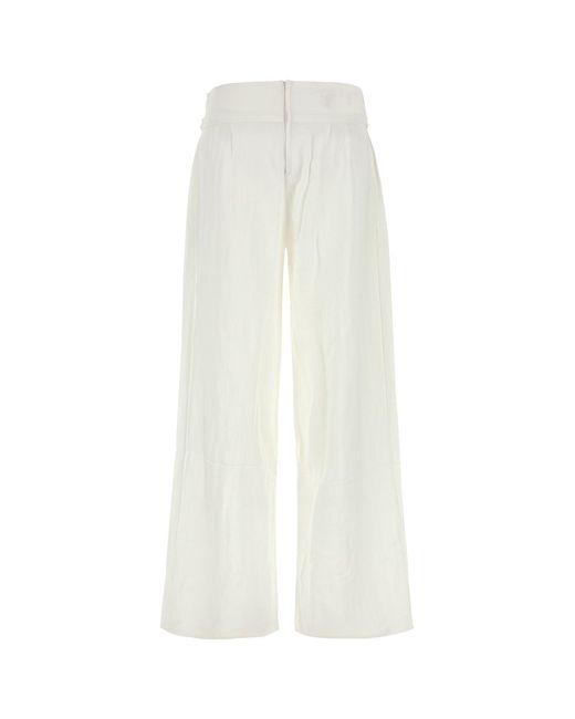 Lois White Viscose Blend Sage Wide-leg Pant