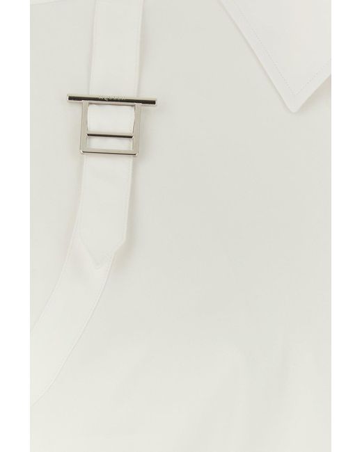 Camicia in popeline bianco di Alexander McQueen in White da Uomo