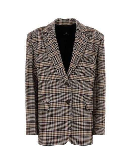 Anine Bing Black Embroidered Jacquard Quinn Blazer