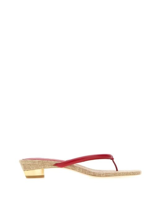 Cult Gaia Pink Leather Sierra Thong Mules