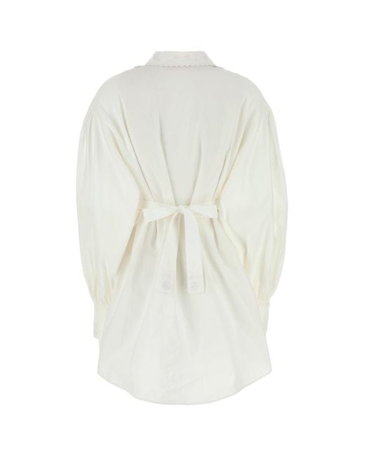 Valentino Garavani White Cotto Blend Shirt Dress