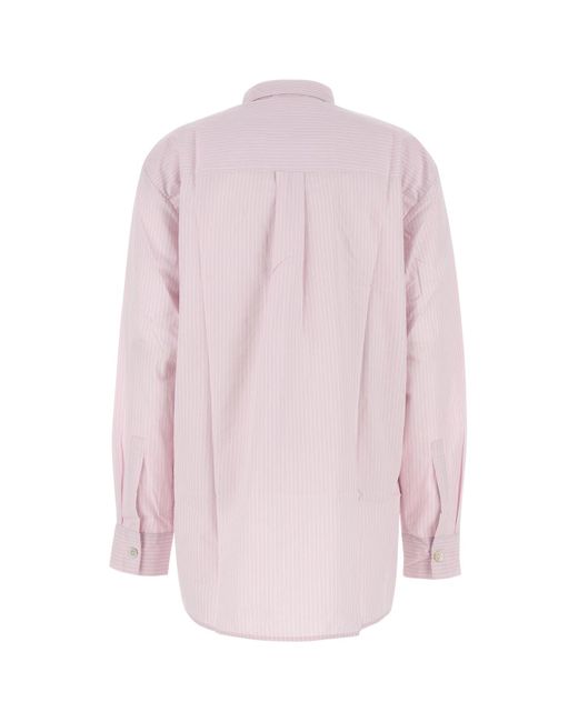 Tekla Pink Embroidered Poplin Oversize Pyjama Shirt