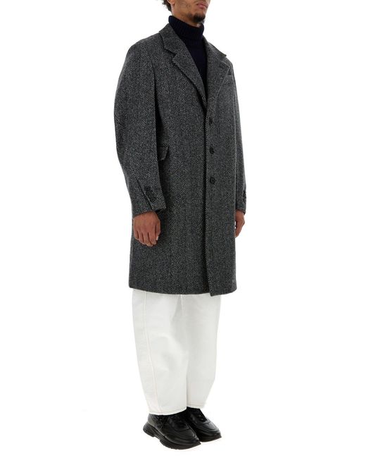Givenchy Black Embroidered Wool Blend Coat for men