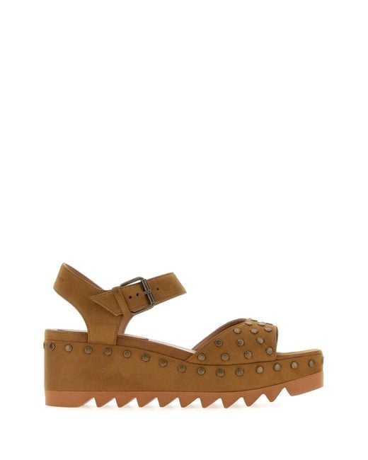 Stella McCartney Brown Biscuit Alter Suede Elyse Sandals