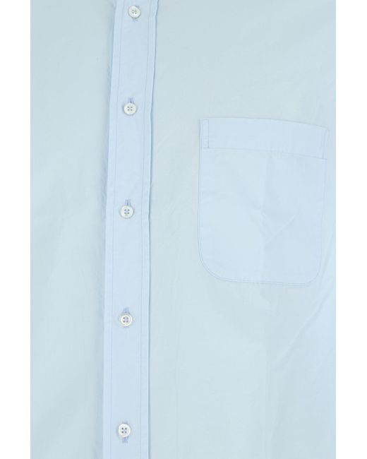 Thom Browne Blue Light Long-Sleeve Button-Up Shirt With Contrast Stripes for men
