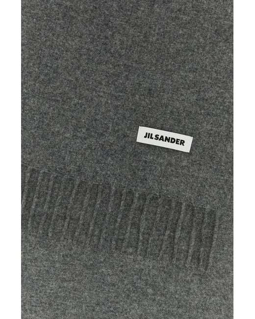 Jil Sander Black Dark Grey Wool Scarf for men