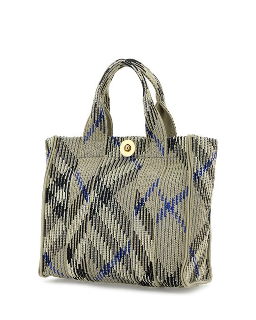 Borsa a mano Check mini in tessuto ricamato di Burberry in Multicolor