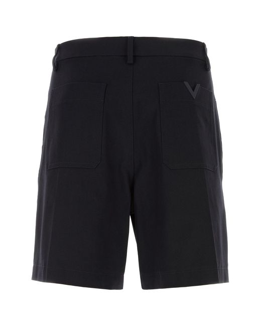 Valentino Garavani Black Midnight Blue Stretch Cotton Bermuda Shorts for men