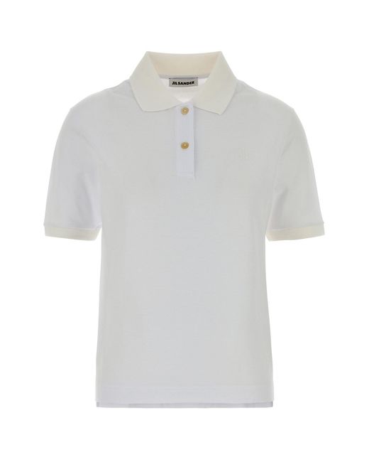 Jil Sander White Piquet Polo Shirt