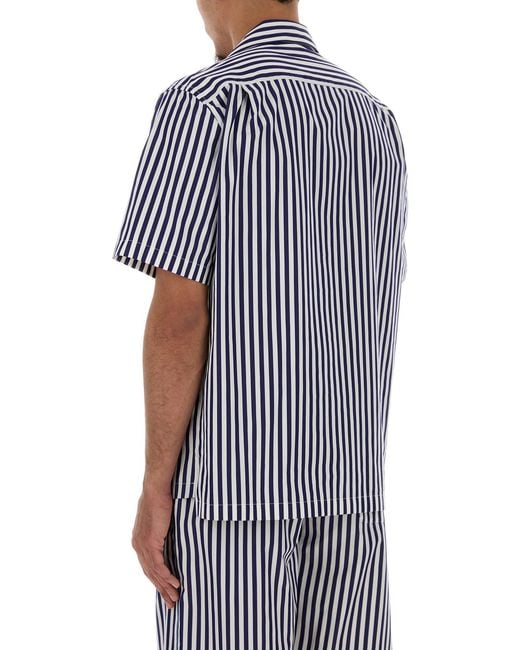 Dolce & Gabbana Blue Embroidered Poplin Shirt for men