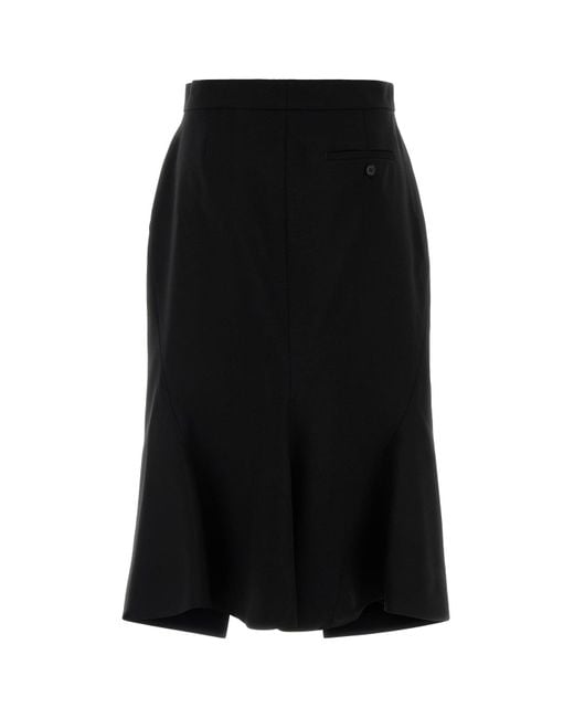 Alexander McQueen Black Stretch Wool Skirt