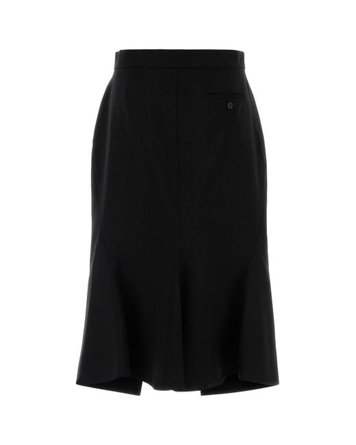 McQueen Black Stretch Wool Skirt