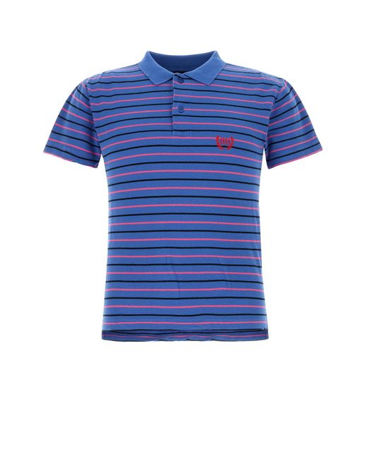 Polo in cotone ricamato di Balenciaga in Blue da Uomo