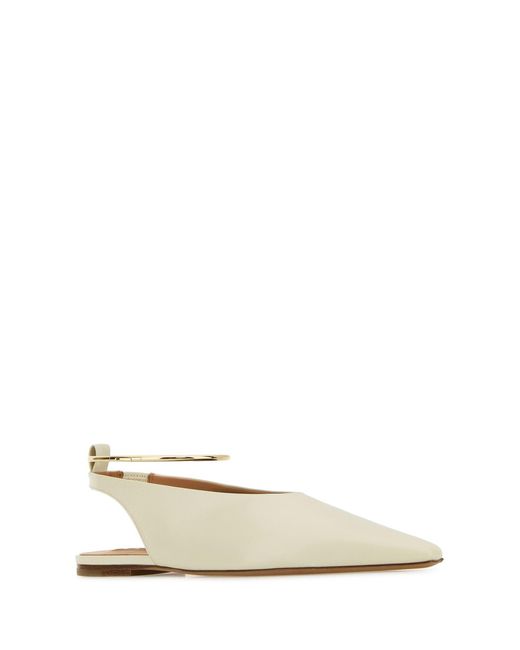Jil Sander White Ivory Leather Ballerinas