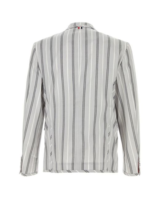 Thom Browne Gray Embroidered Cotton Blazer for men