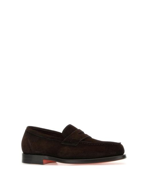 Santoni Black Dark Suede Gunter Loafers for men