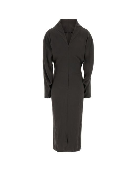 Giorgio Armani Black Dark Grey Stretch Crepe Dress