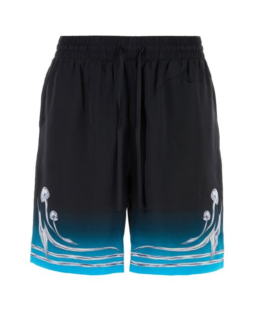 Bermuda in raso stampato di Casablanca in Blue da Uomo