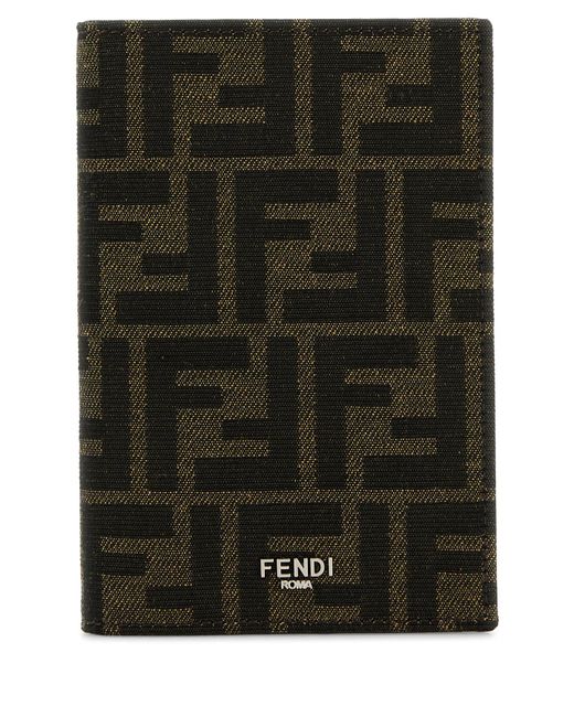Porta passaporto in tessuto ricamato di Fendi in Black