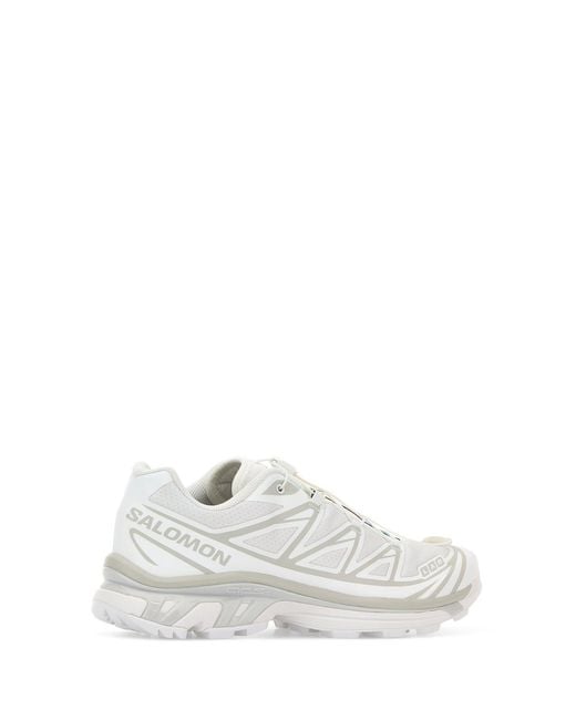 Salomon White Fabric And Rubber Xt-6 Sneakers