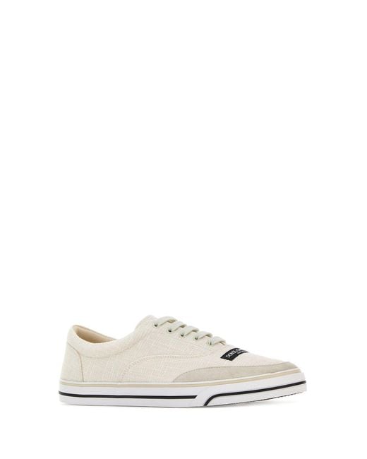 Dolce & Gabbana White Ivory Canvas Dg Sailing Sneakers