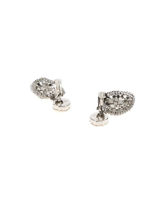 Alessandra Rich White Embellished Metal Heart Earrings