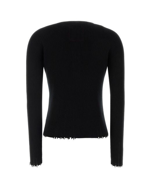 Uma Wang Black Cashmere Henley Sweater