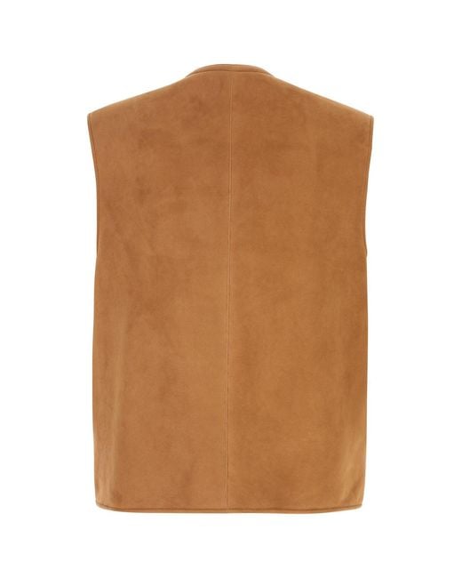 Umit Benan Brown Camel Shearling Vest for men
