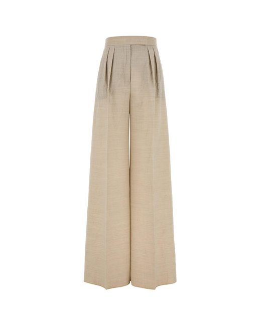 Pantalone dalla gamba ampia Acinoso in lana sabbia di Max Mara in Natural