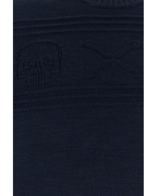McQueen Navy Blue Wool Sweater for men