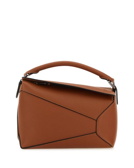 Borsa a mano Puzzle piccola in pelle marrone di Loewe in Brown