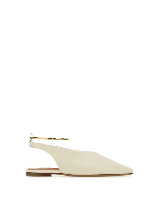 Jil Sander White Ivory Leather Ballerinas