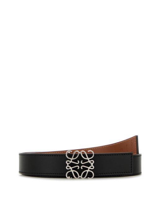 Cintura reversibile in pelle nera di Loewe in White