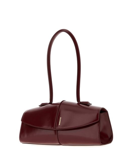 Jil Sander Purple Tiziano Red Leather Linea Shoulder Bag