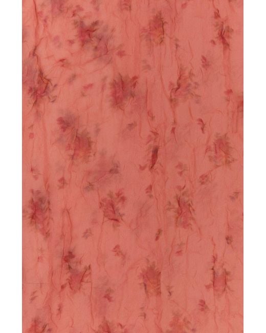 Ganni Red Shibori Organza/Printed Stretch Cotton Skirt