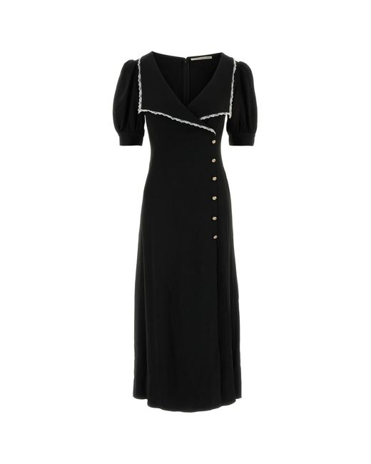 Alessandra Rich Black Stretch Cady Dress