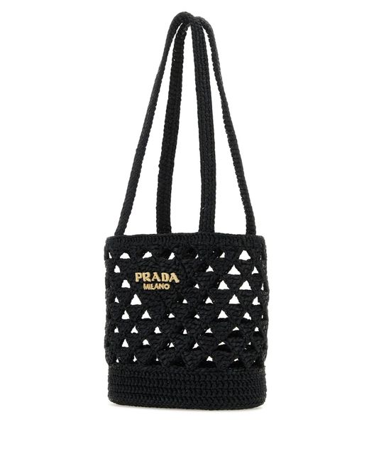 Borsa a mano in paglia nera di Prada in Black